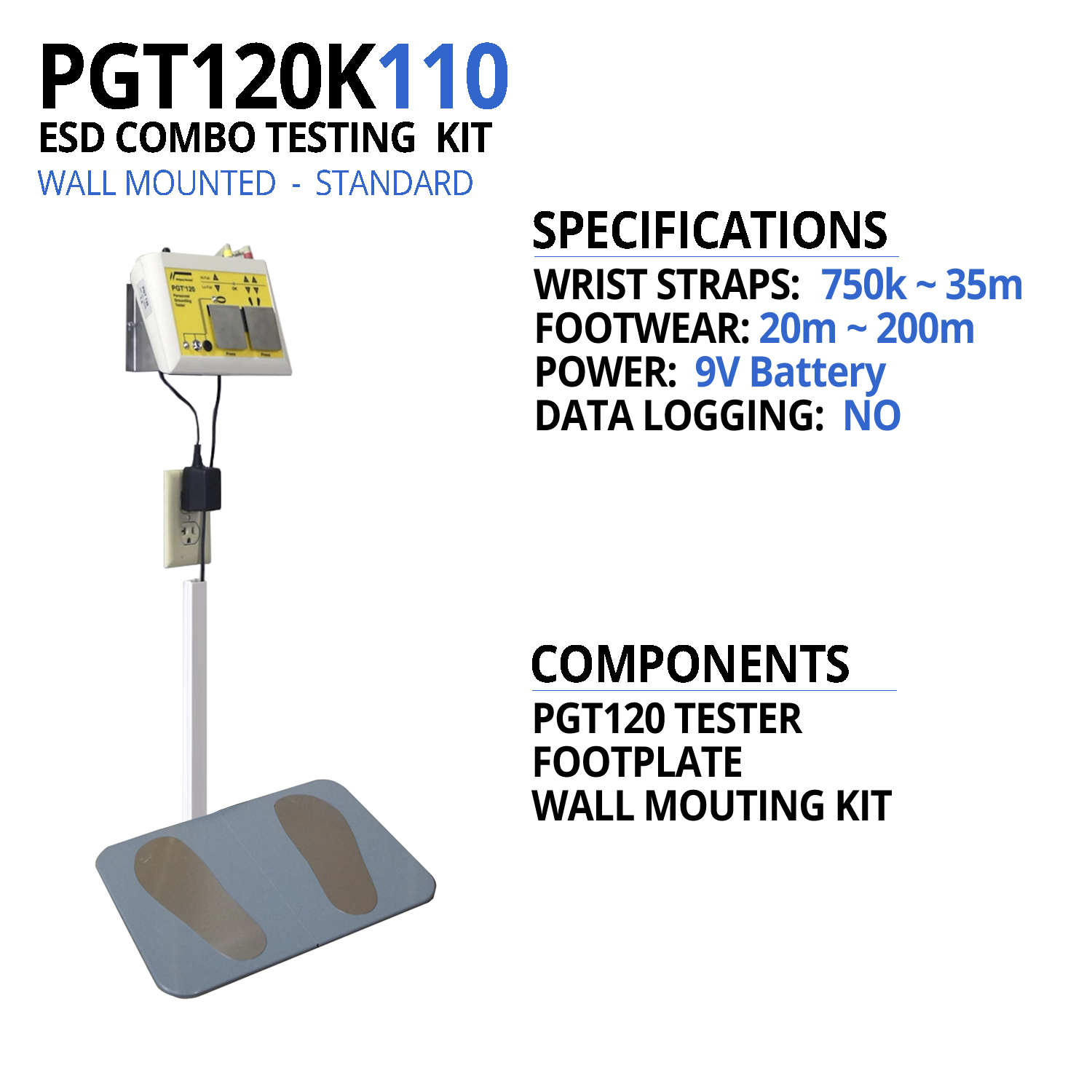 PGT120K110 ESD Tester, Non Data Logging, Wall Mount - Image 3